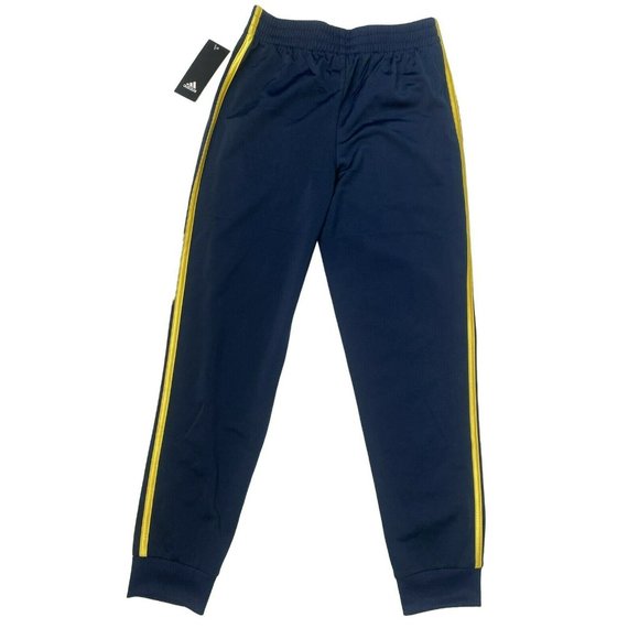 adidas Tricot Joggers Navy/Yellow 470 Big Boys Size M(10/12) - Picture 2 of 4